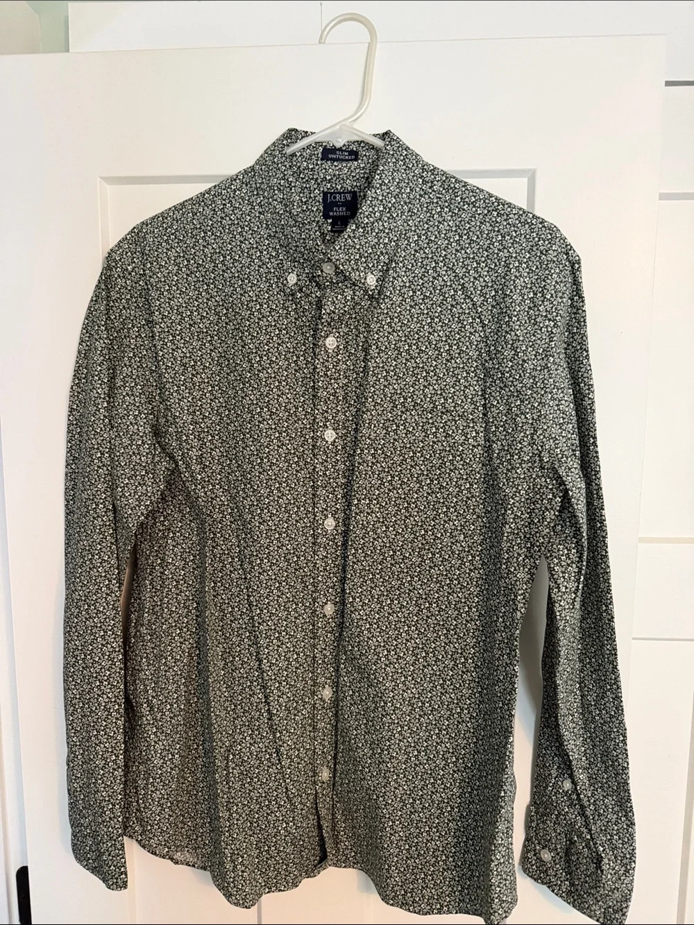 J. Crew Olive Green Tiny Floral Button-Down Shirt